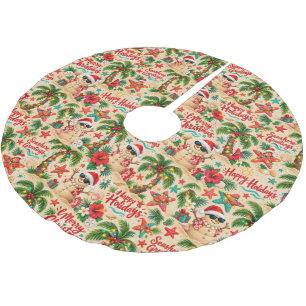 Jupon De Sapin En Polyester Brossé Motif de vacances de Noël tropical amusant