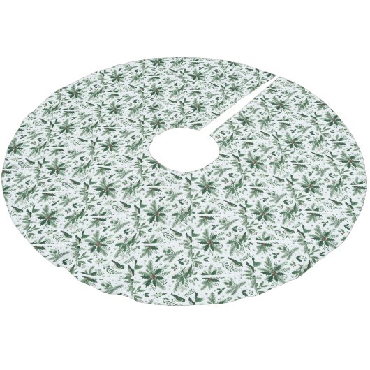Jupon De Sapin En Polyester Brossé Motif de vacances Oiseaux et Branches (Angle)
