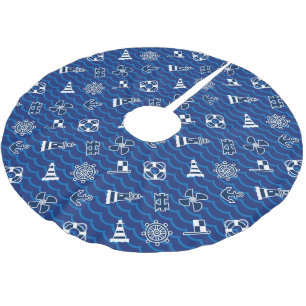 Jupon De Sapin En Polyester Brossé Motif de vagues nautique mignon