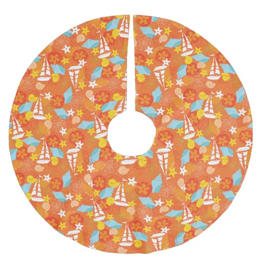 Jupon De Sapin En Polyester Brossé Motif de voilier tropical (Devant)