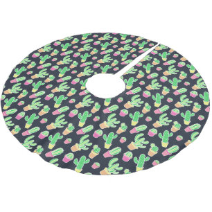 Jupon De Sapin En Polyester Brossé Motif des cactus à aquarelle de Neon