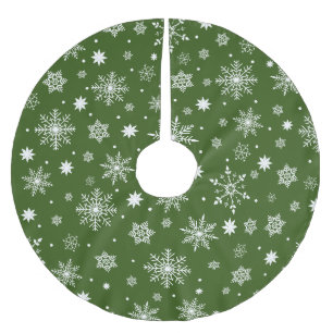 Jupon De Sapin En Polyester Brossé Motif des flocons de neige tendance