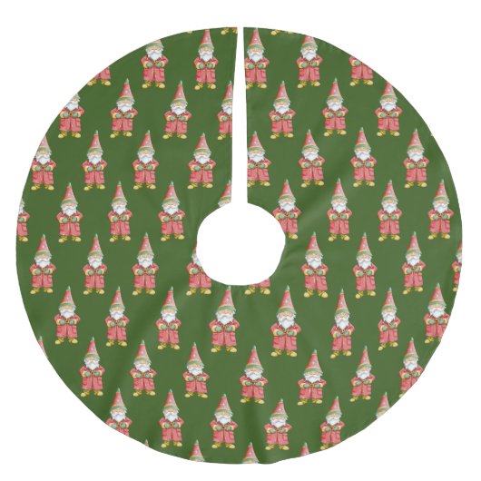 Jupon De Sapin En Polyester Brossé Motif des Gnomes de Noël (Devant)