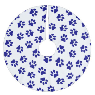 Jupon De Sapin En Polyester Brossé Motif Des Paws, Paws Chiens, Paws Bleus Marine