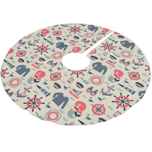 Jupon De Sapin En Polyester Brossé Motif d'espèce marine (Angle)