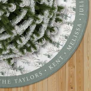 Jupon De Sapin En Polyester Brossé Motif d'hiver du pin sylvestre personnalisé