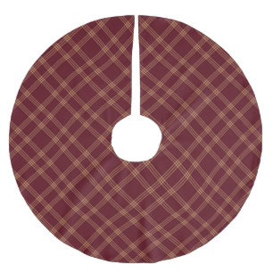 Jupon De Sapin En Polyester Brossé Motif diagonal en or de vin de marron de Noël
