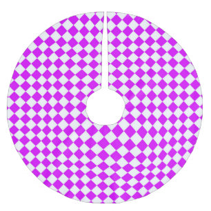 Jupon De Sapin En Polyester Brossé Motif diamant à carreaux blanc violet