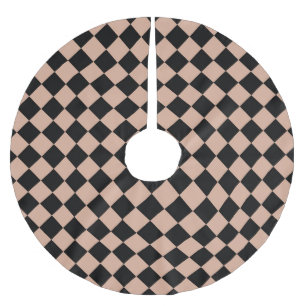 Jupon De Sapin En Polyester Brossé Motif diamant à carreaux rose noir