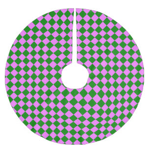 Jupon De Sapin En Polyester Brossé Motif diamant à carreaux rose vert
