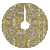 Jupon De Sapin En Polyester Brossé Motif d'or de Noël élégant (Devant)