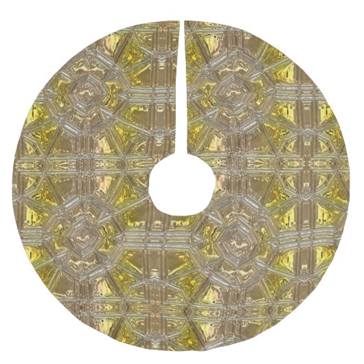 Jupon De Sapin En Polyester Brossé Motif d'or de Noël élégant (Devant)