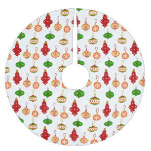 Jupon De Sapin En Polyester Brossé Motif d'ornement antique en rouge, vert et blanc