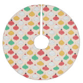 Jupon De Sapin En Polyester Brossé Motif d'ornements de Noël rétro (Devant)