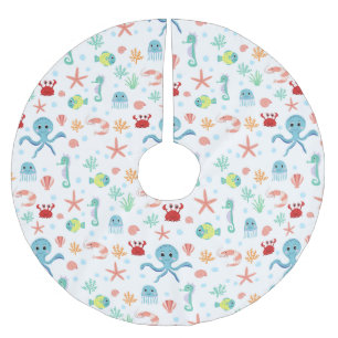 Jupon De Sapin En Polyester Brossé Motif du monde marin