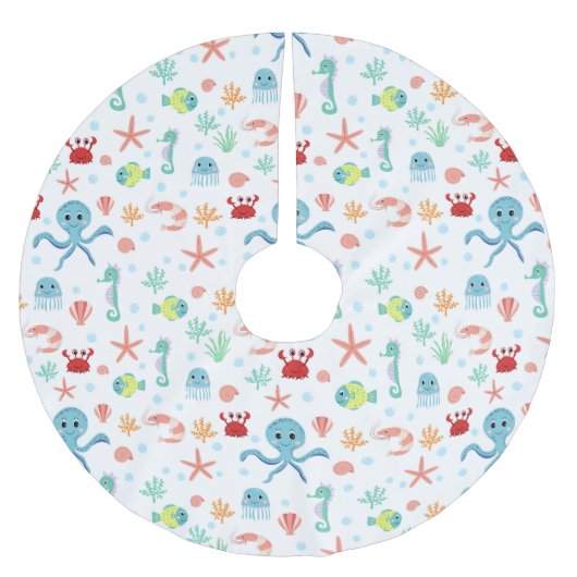 Jupon De Sapin En Polyester Brossé Motif du monde marin (Devant)