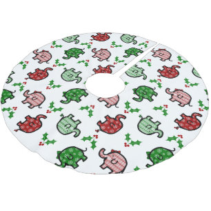 Jupon De Sapin En Polyester Brossé Motif éléphant de Noël