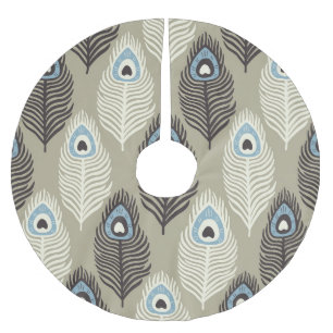 Jupon De Sapin En Polyester Brossé Motif en plumes de paon, style vintage.