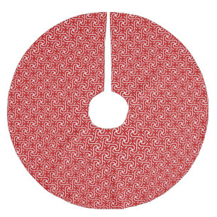 Jupon De Sapin En Polyester Brossé Motif en tuiles égyptiennes, rouge foncé et blanc