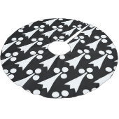 Jupon De Sapin En Polyester Brossé Motif Ermine, Motif médiéval, Blanc sur Noir (Angle)