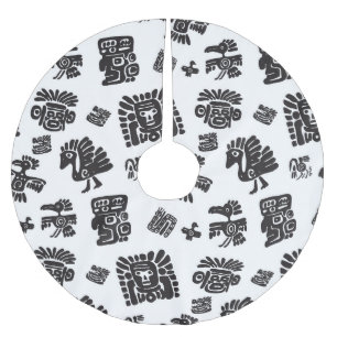 Jupon De Sapin En Polyester Brossé Motif ethnique noir maya