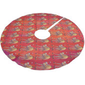 Jupon De Sapin En Polyester Brossé Motif Festif Camel En Rouge (Angle)