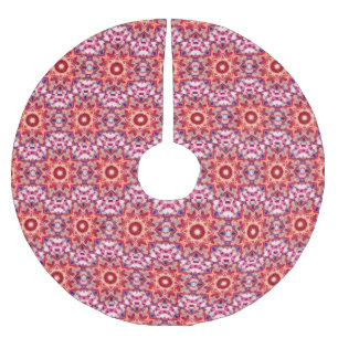 Jupon De Sapin En Polyester Brossé Motif Festif Red Maximalist Christmas Star