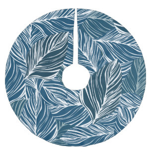 Jupon De Sapin En Polyester Brossé Motif Feuille bleue : Papier peint Vintage.