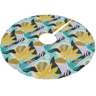 Jupon De Sapin En Polyester Brossé Motif Feuille de la forêt tropicale tropicale