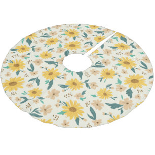 Jupon De Sapin En Polyester Brossé Motif Fleur de marguerite jaune