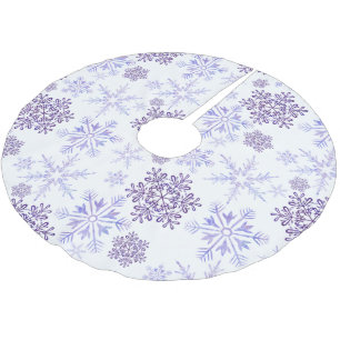 Jupon De Sapin En Polyester Brossé Motif flocon de neige violet
