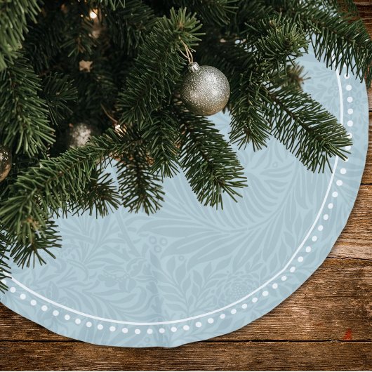 Jupon De Sapin En Polyester Brossé Motif floral bleu élégant à bordure pointillée