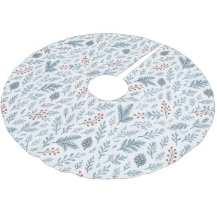Jupon De Sapin En Polyester Brossé Motif floral chic de houx et de baies