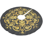 Jupon De Sapin En Polyester Brossé Motif floral or et noir (Angle)