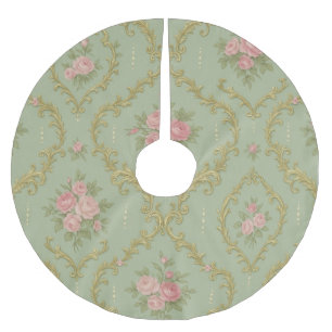 Jupon De Sapin En Polyester Brossé Motif floral Rococo élégant dans des pastels doux