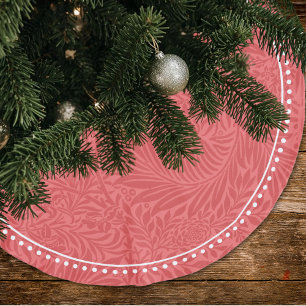 Jupon De Sapin En Polyester Brossé Motif floral rouge élégant à bordure pointillée