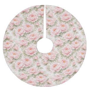 Jupon De Sapin En Polyester Brossé Motif floral sans couture de pivoine à l'aquarelle