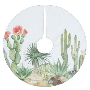 Jupon De Sapin En Polyester Brossé Motif frontalier des cactus en fleurs