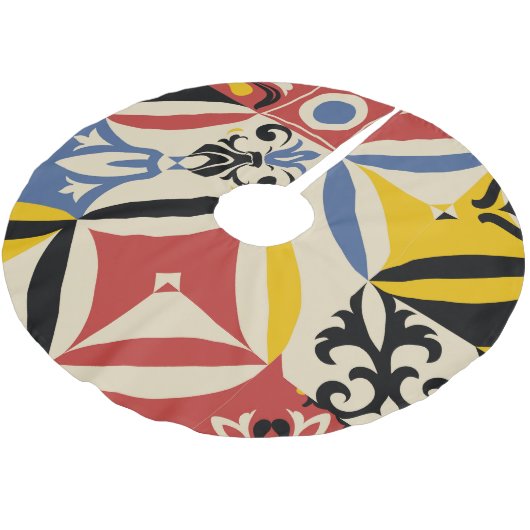 Jupon De Sapin En Polyester Brossé Motif géométrique Rétro Seites Azulejos (Angle)