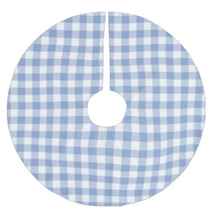 Jupon De Sapin En Polyester Brossé Motif Gingham Bleu Clair Imprimé Carreaux Classiqu