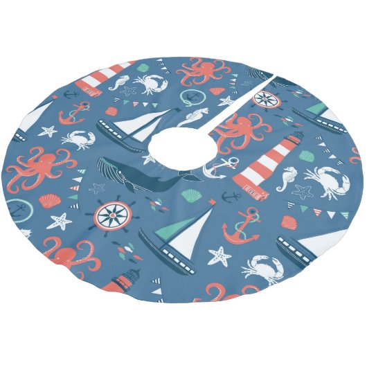 Jupon De Sapin En Polyester Brossé Motif graphique nautique d'amusement (Angle)