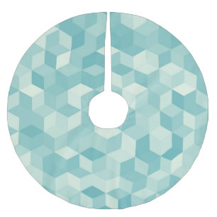 Jupon De Sapin En Polyester Brossé Motif Hexagonal bleu sans fil
