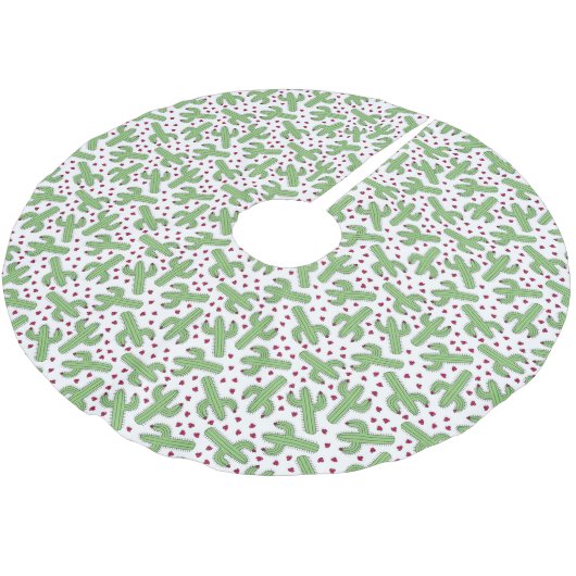 Jupon De Sapin En Polyester Brossé Motif illustré de cactus et de fleurs roses (Angle)