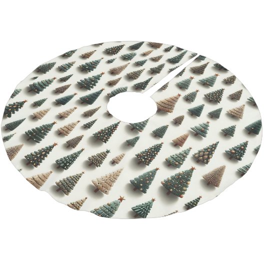 Jupon De Sapin En Polyester Brossé Motif incomparable des arbres de Noël (Angle)