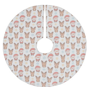Jupon De Sapin En Polyester Brossé Motif joli de Père Noël et de rennes