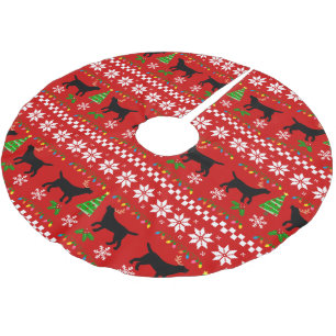 Jupon De Sapin En Polyester Brossé Motif laid de Noël d'andouillers noirs de Labrado