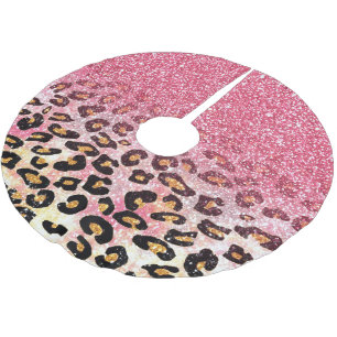 Jupon De Sapin En Polyester Brossé Motif léopard de Parties scintillant rose Glam