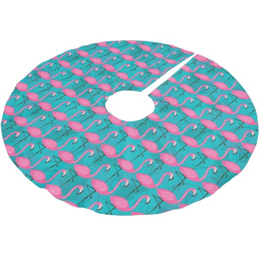 Jupon De Sapin En Polyester Brossé Motif lumineux de Flamant rose (Angle)
