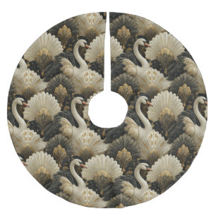 Jupon De Sapin En Polyester Brossé Motif luxueux Art Déco de cygne et de filigrane do