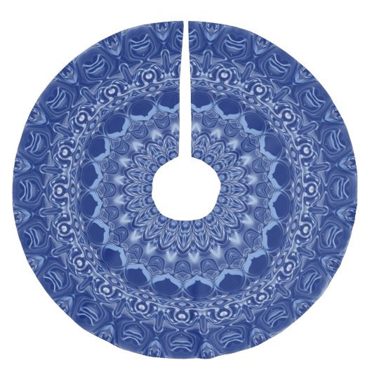 Jupon De Sapin En Polyester Brossé Motif Mandala bleu avec symétrie Starburst (Devant)